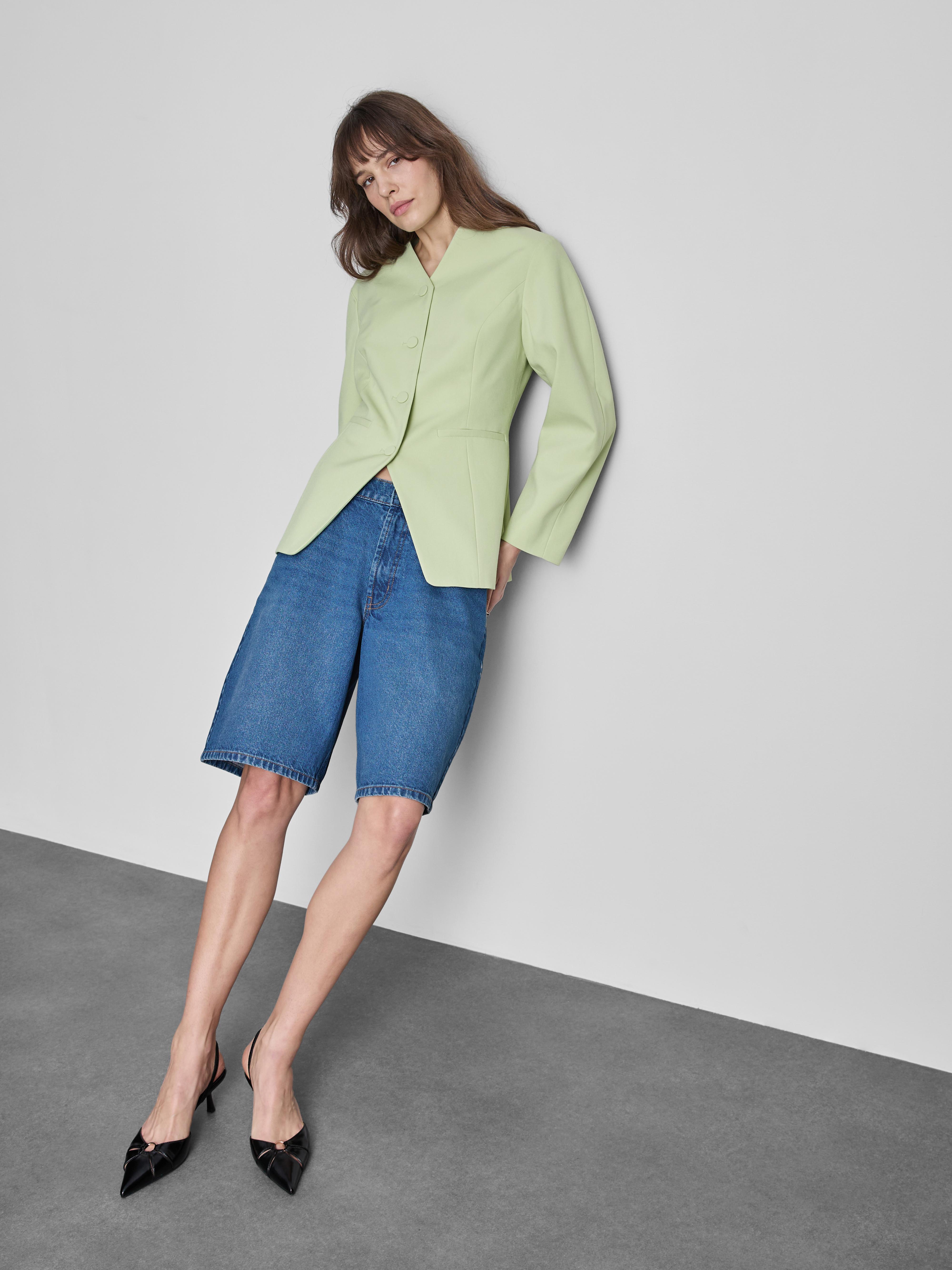 Cinched Balloon Sleeve Blazer — Mint