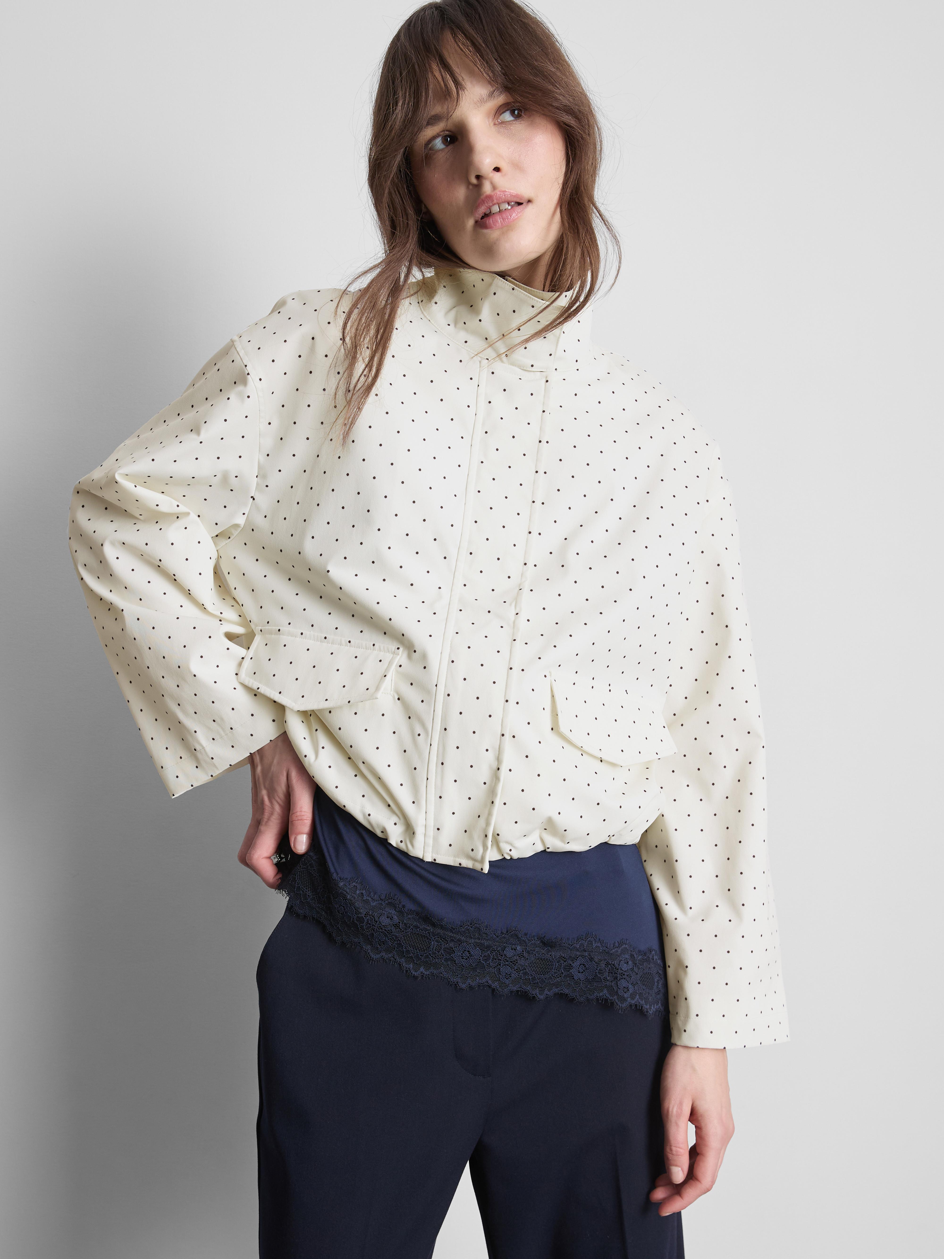 Funnel Neck Polka Dot Jacket — Multi