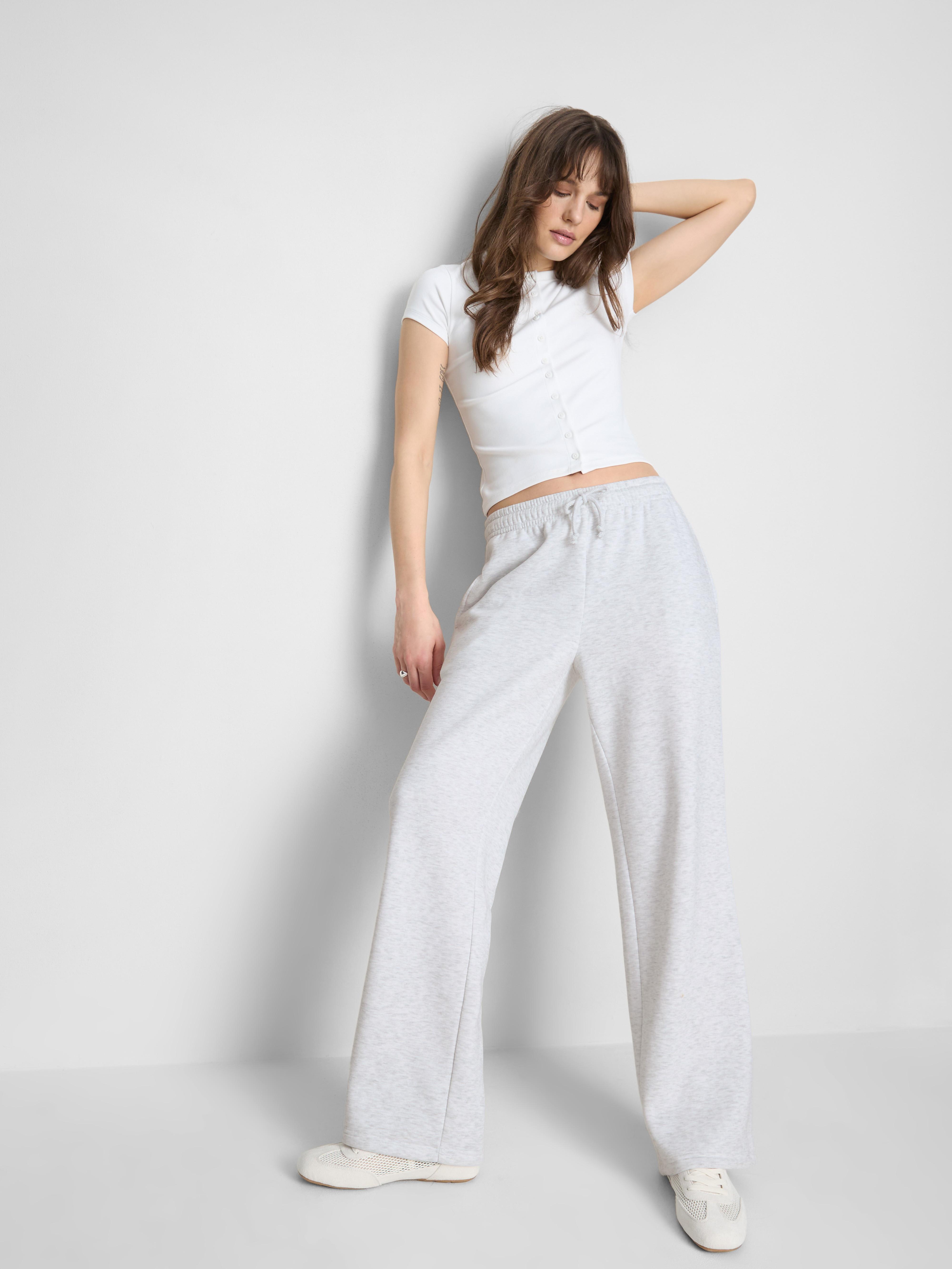 Essential Straight Leg Tracksuit Bottoms — Grey Marl