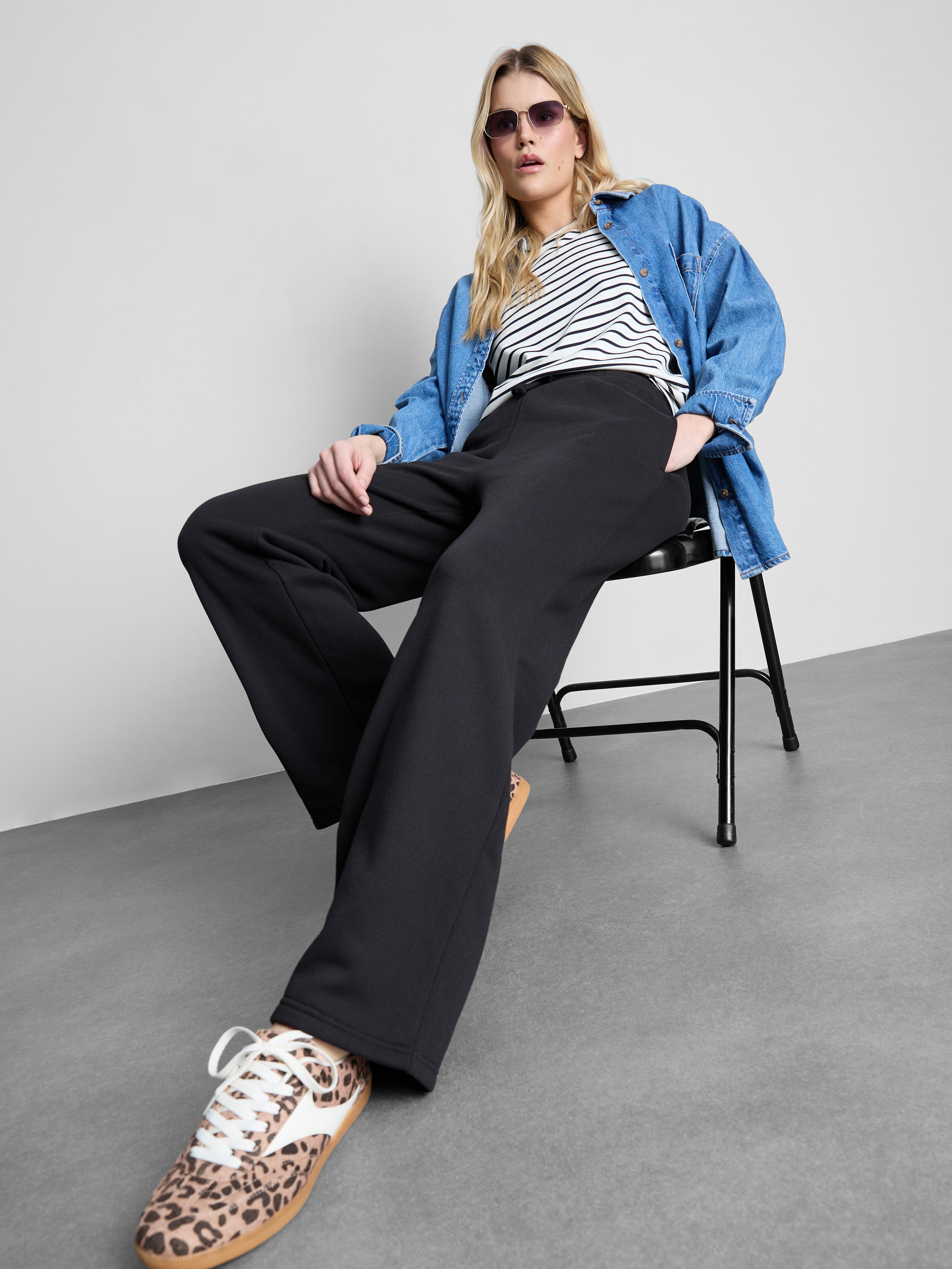 Essential Straight Leg Tracksuit Bottoms — Black