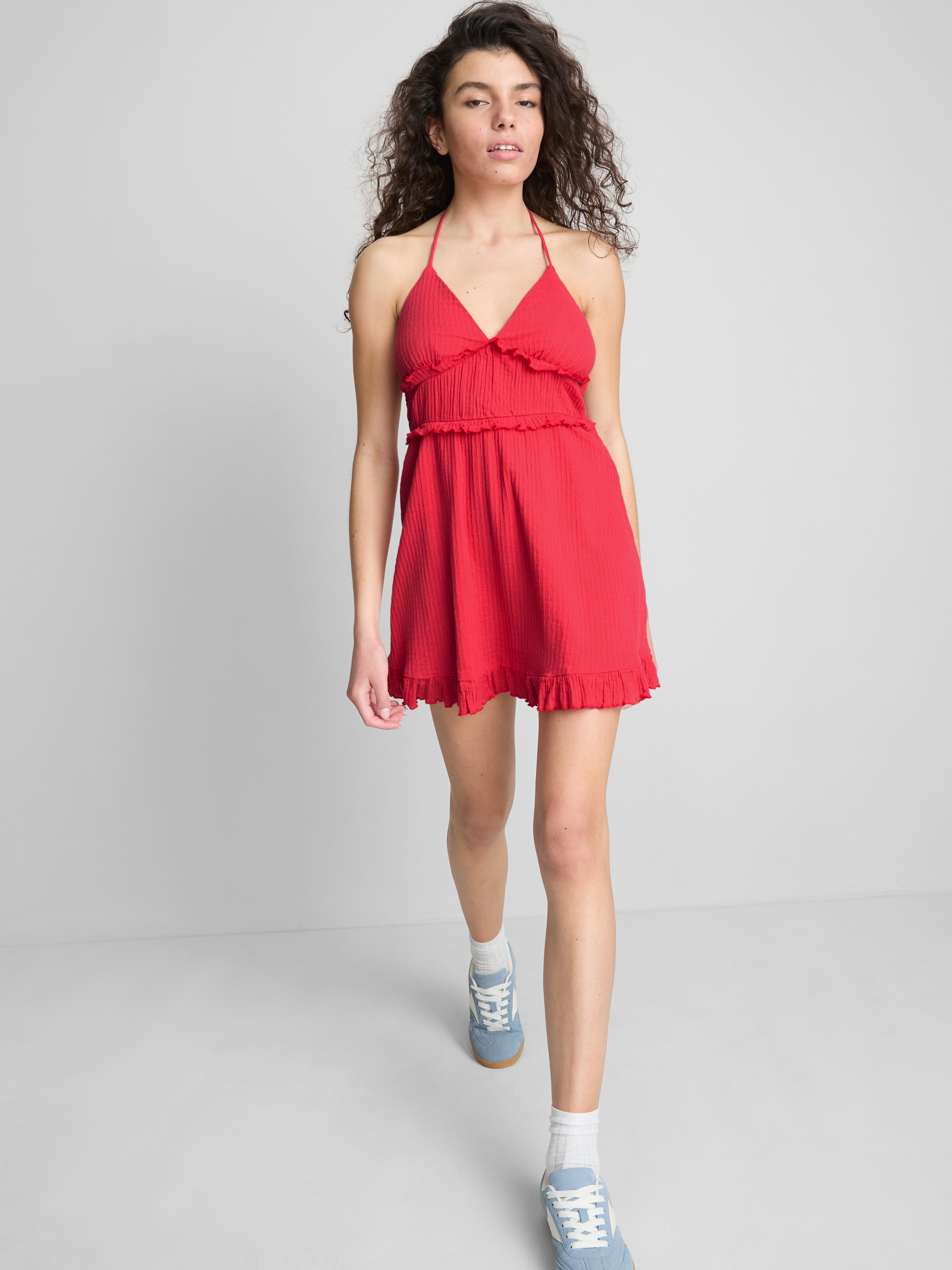 The Primark Scene | Crinkle Frill Mini Dress — Red