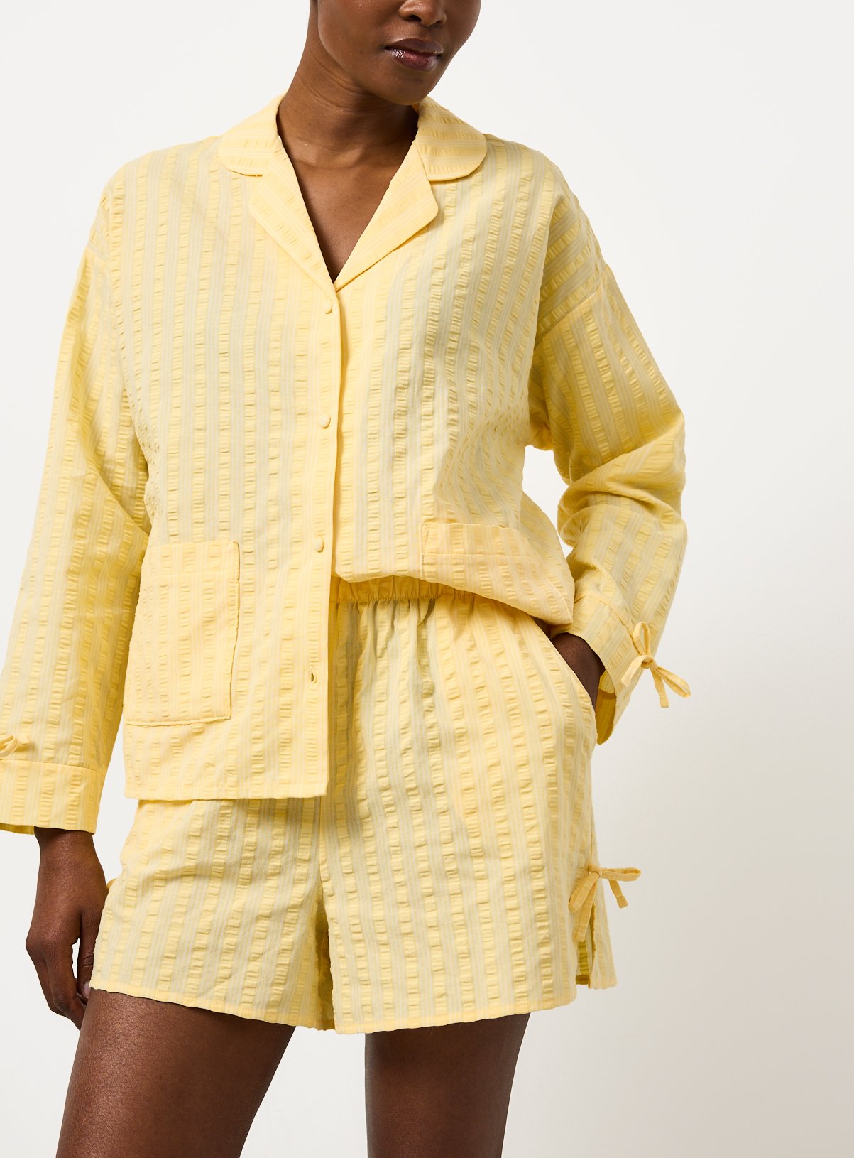Yellow Seersucker Traditional Co-ord Pyjama Shorts