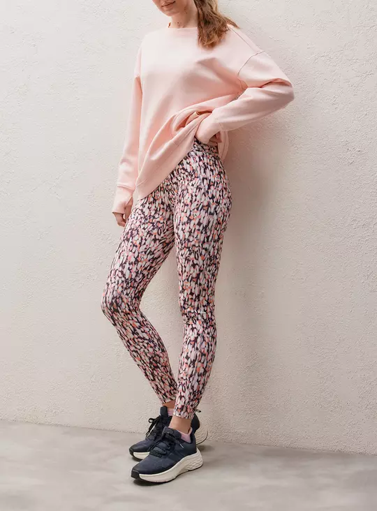 REAKTIV Blurred Print High Waisted Everyday Full Length Legging — Multi Coloured