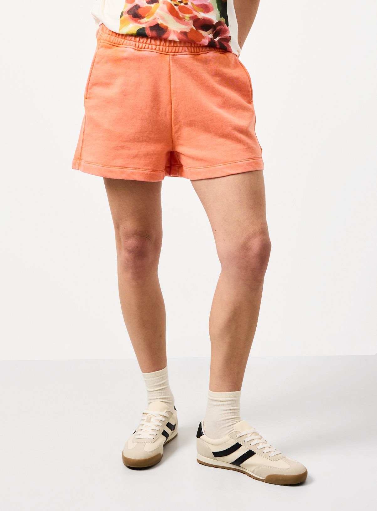 Washed Co-ord Jersey Shorts — Orange