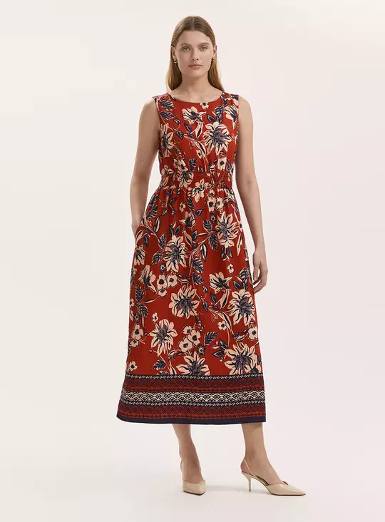 FINERY Willow Dress Rust Floral 16 — Multi Coloured