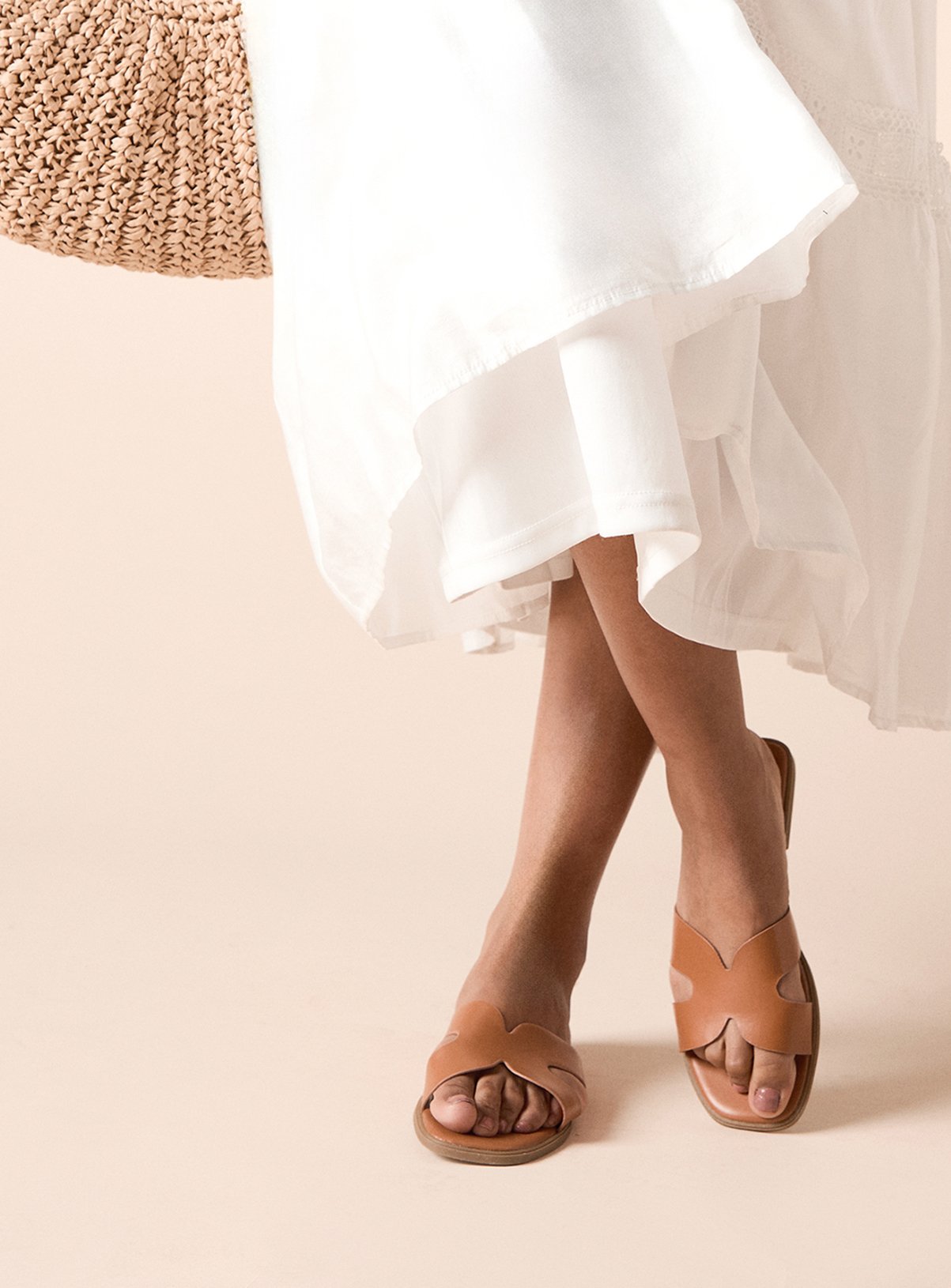 DOROTHY PERKINS Carlotta Faux Leather Comfort Flat Sliders 5 — Tan